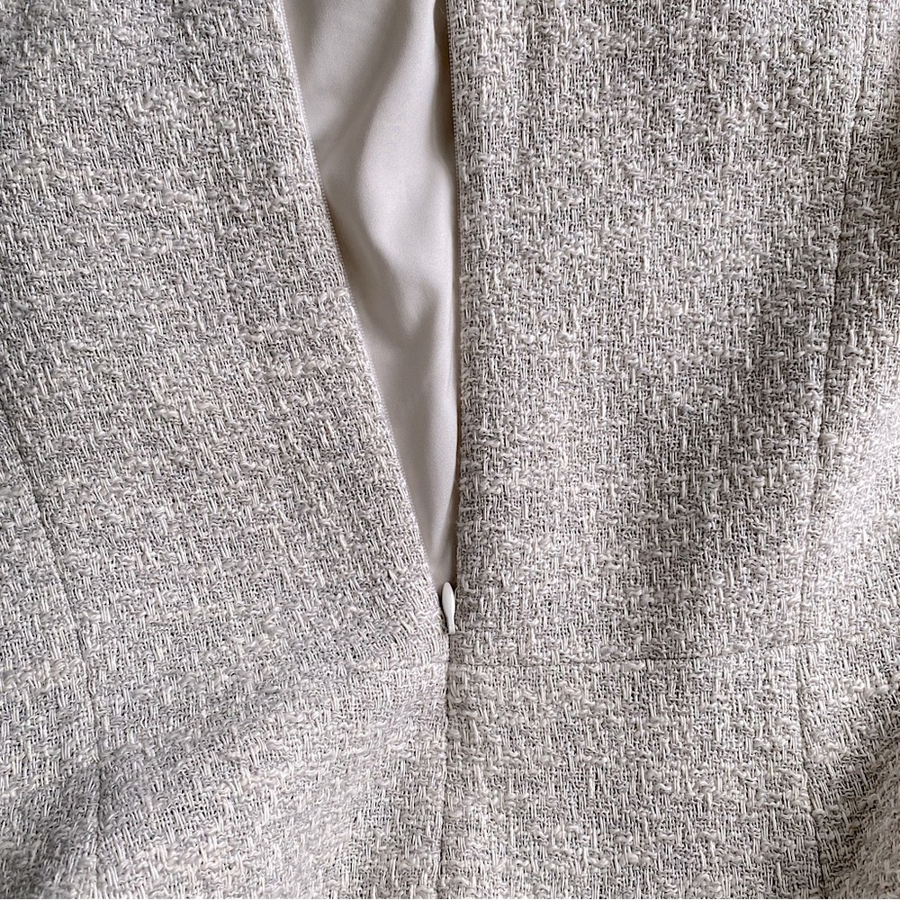 MM LAFLEUR LINDSAY COTTON TWEED SWING DRESS ELEGANT ROMANTIC CAREER Gray Ivory 6 - Picture 7 of 10